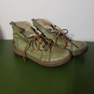 Vintage V Italia Green Kiki Genuine Leather Lace Up Ankle Boots 37